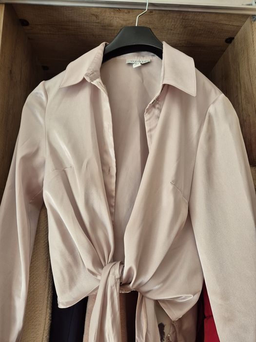 Сатенена риза с връзки Topshop