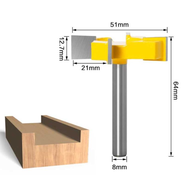 Фрезер за изравняване или канали, захват 8mm 4 ръба, Фрезери, 20200266