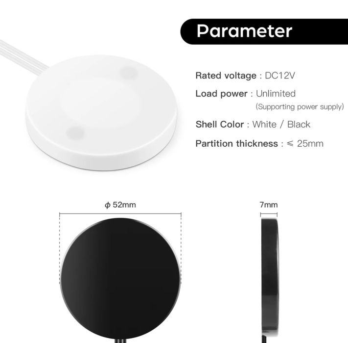 Întrerupător smart touch penetrabil lemn sticla trei funcții 12/24 v