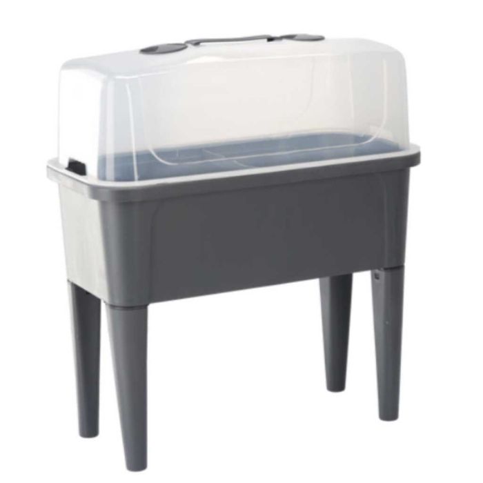 Сива оранжерийна маса с капак - здрава и практична