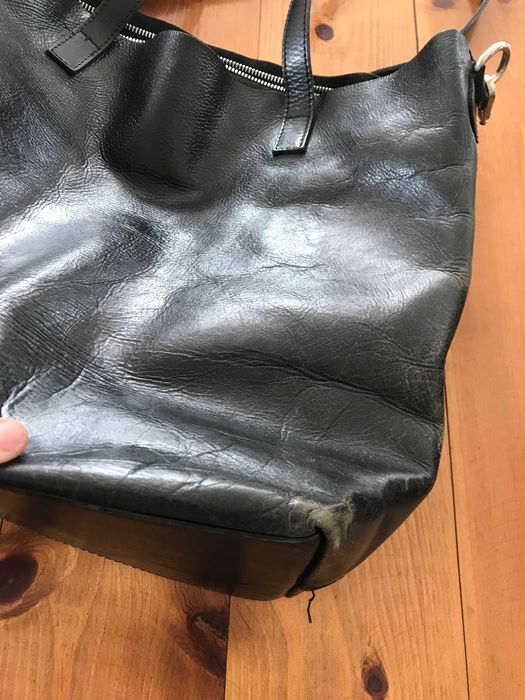 Дамска чанта, естествена кожа - черна