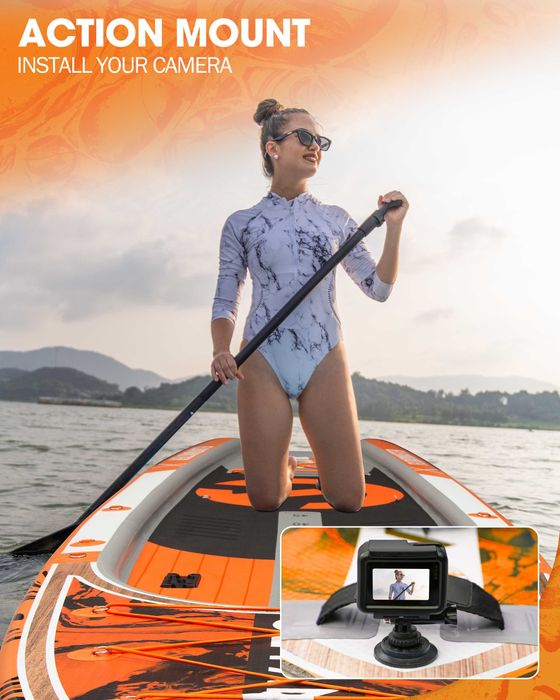 Тежкотоварен двукамерен риболовен SUP CETANA CT01 351x89 паддъл борд с висока стабилност, богата екипировка и възможност за седящо гребане.