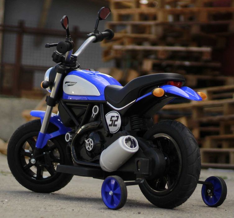 Motocicleta electrica pentru copii QK307 2x30W, roti Gonflabile #Blue