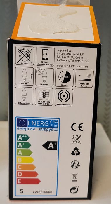 Becuri smart, E14, clasa A+, compatibile Alexa, Google, Siri (Wi-Fi)