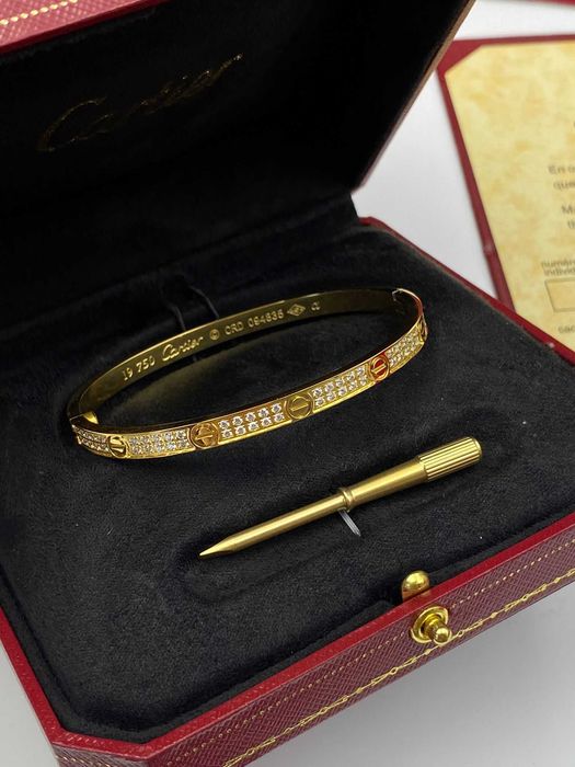 Brățară Cartier LOVE 19 Gold 585 model slim full diamond