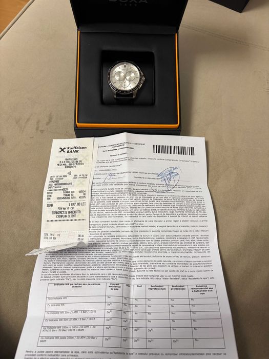 DOXA ceas elvetian, Nou cu acte si garantie 2 ani
