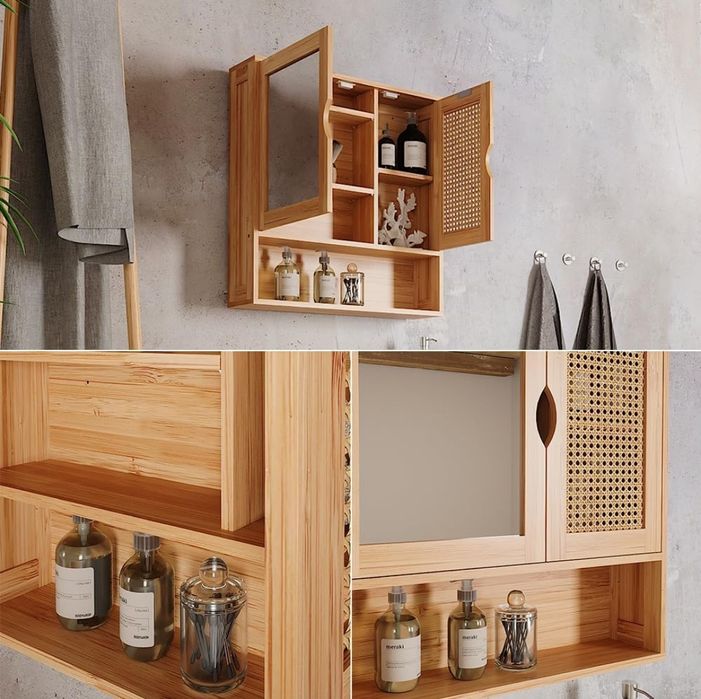 Шкаф за надмивка бамбук + ратан Vicco 7486