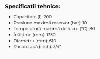 Boiler 200L 2 serpentine HeizTech – NEUTILIZAT (fără apă în vas)