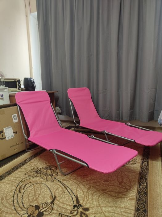 Сгъваеми шезлонги, стомана и текстил