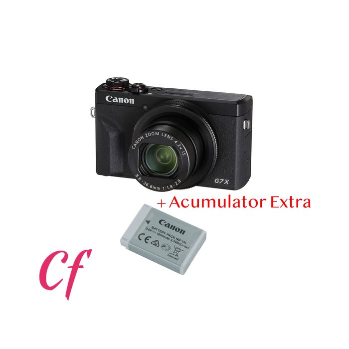 Canon PowerShot G7 X Mark III - Black + Acumulator Extra
