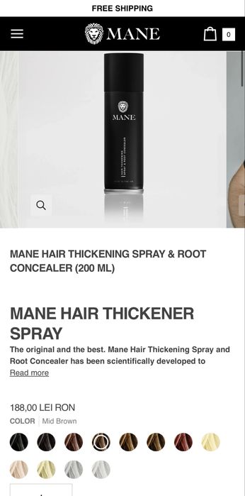 MANE Hair Thickening Spray & Root Concealer 200 ml – Mid Brown