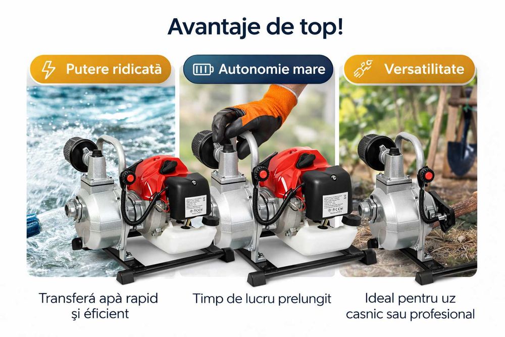 Motopompa apa 1” motor 2T puternica compacta profesionala