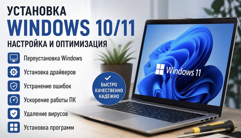 Установка Windows 10/11, драйверов и настройка ПК