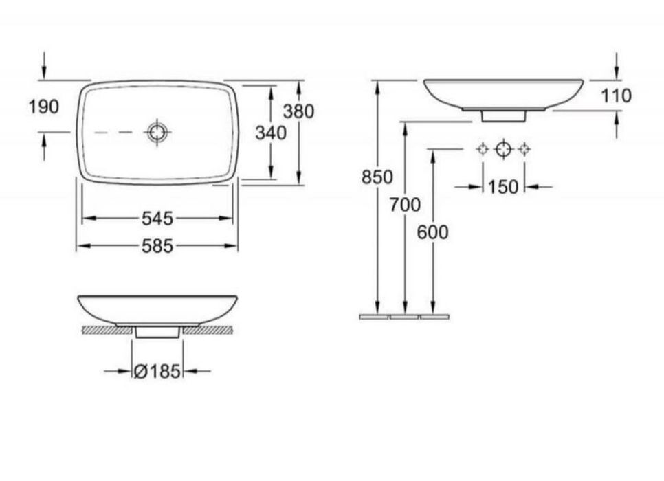 Lavoar dreptunghiular, 59 cm, Villeroy & Boch, Loop & Friends