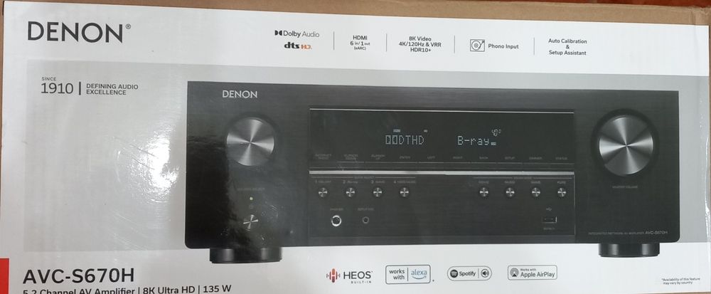 Denon AVC-S670H,5.2.8K Ultra HD/135W.Nou.
