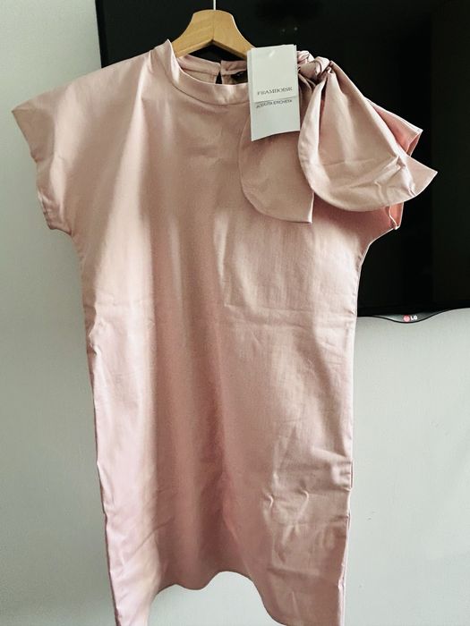 Rochie eleganta Framboise scurta roz - marime XS