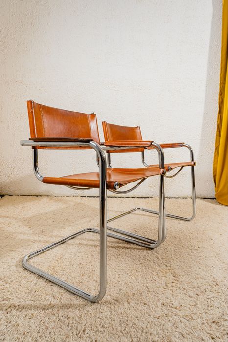 Scaune piele mid century stil Marcel Bauer & Mart Stam 1970