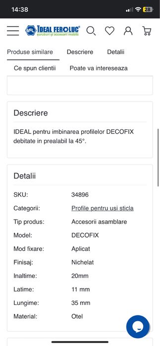 180 buc Coltar Samet pentru profil aluminiu