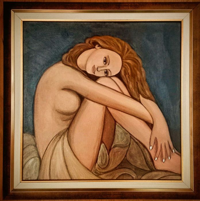 Tablou pictat manual NUD 40x40 cm