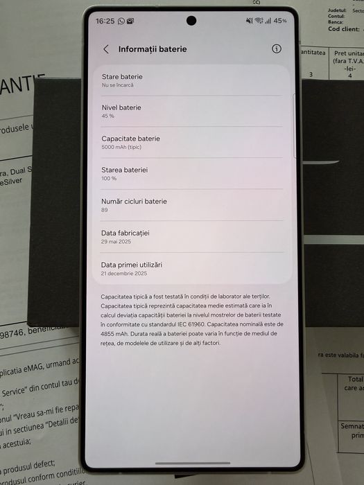 Samsung S25 Ultra eMag factura garantie ca NOU
