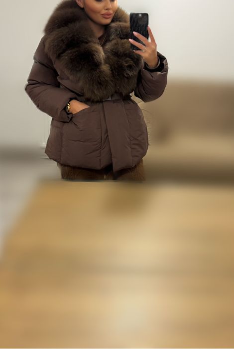 Geaca cu blana naturală de vulpe