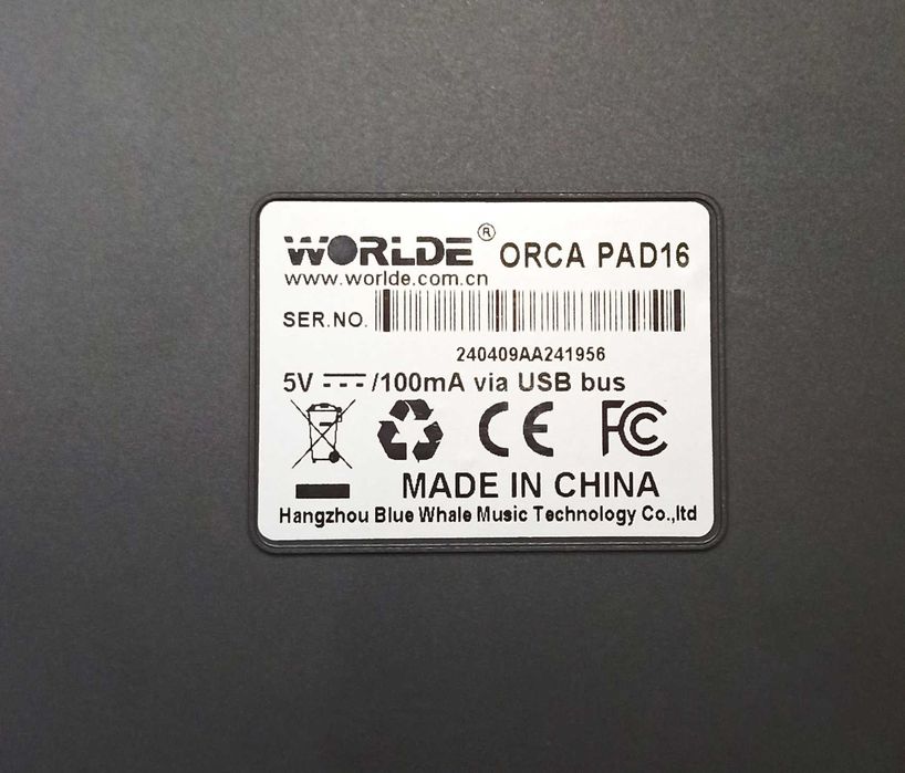 MIDI контролер Worlde Orca Pad 16 – 16 падa