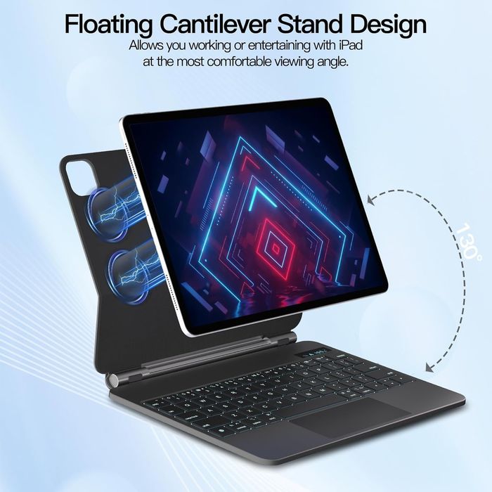 Калъф с магнитна клавиатура за iPad Air 11" 2024 M2, iPad Pro 11"