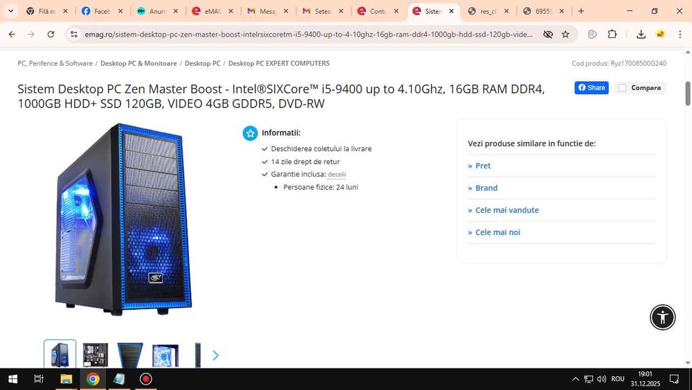 PC de gaming „Sistem Desktop PC Zen Master Boost” în Piatra Neamț ...