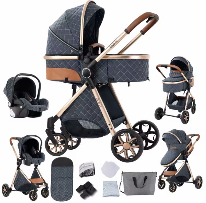 Carucior Carut Bebe Bebelus 3 In 1 Landou Scoica Pliabil Smart Multifunctional Aluminiu NOU