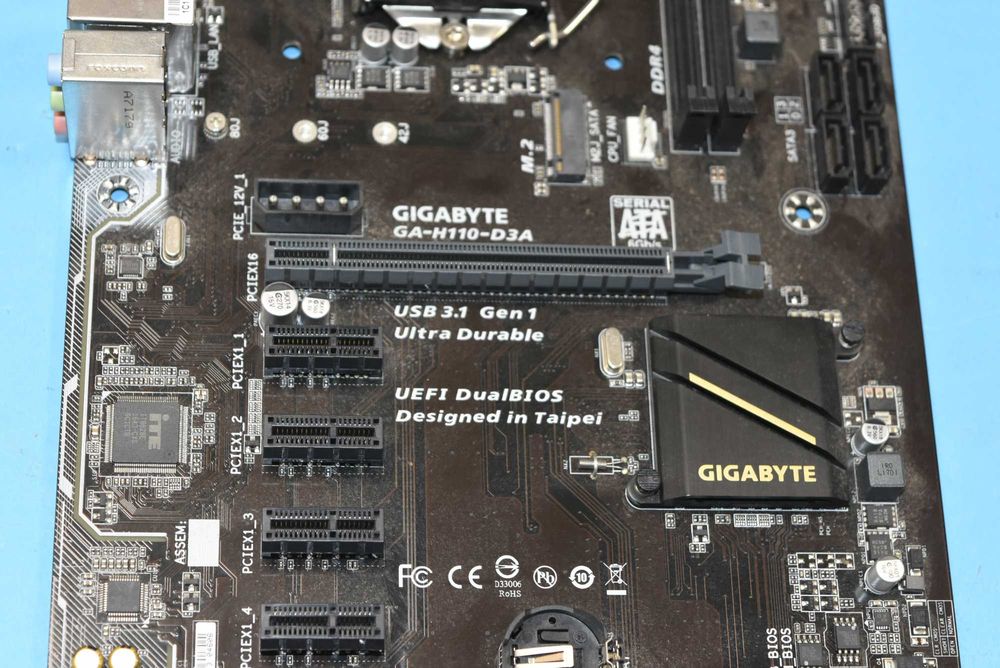ДЪнна платка Gigabyte H110-D3A в оригинална кутия и аксесоари . 1151 DDR4