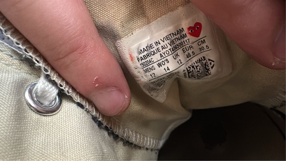 Converse x Comme Des Garcons High Black 46.5