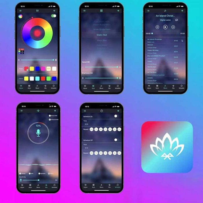 LED RGB лента за интериорно осветление на автомобил с дължина 6 метра