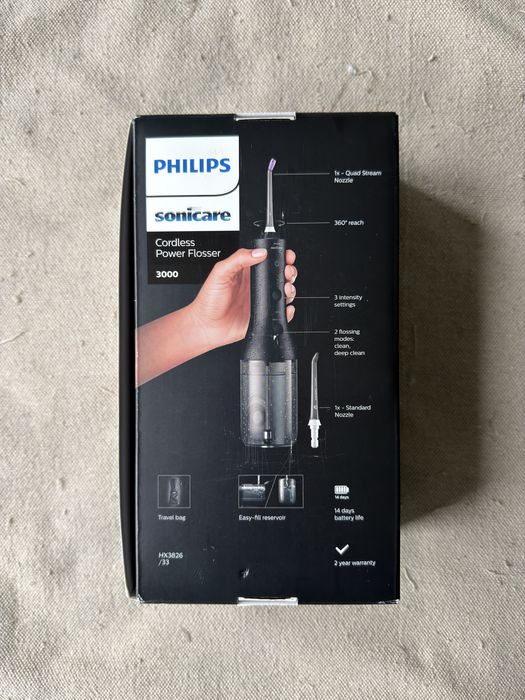 Зъбен душ Philips Sonicare Power Flosser HX3826/33, черен, с остатъчна гаранция