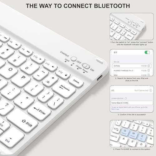 Нов Калъф с Bluetooth клавиатура за iPad 9/8/7 10.2, светлосин магнитен кейс Айпад