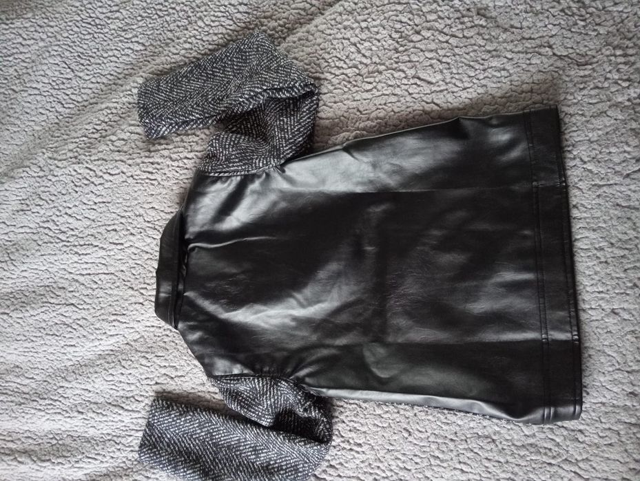 Geacă băieți 11-12 ani, model modern piele eco + material textil, NOUĂ