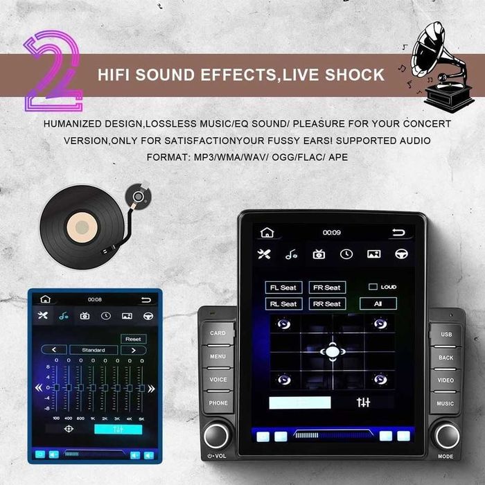 Dvd auto 9.5 Inch Vertical FM Bluetooth Player HD 2 Din Radio USB