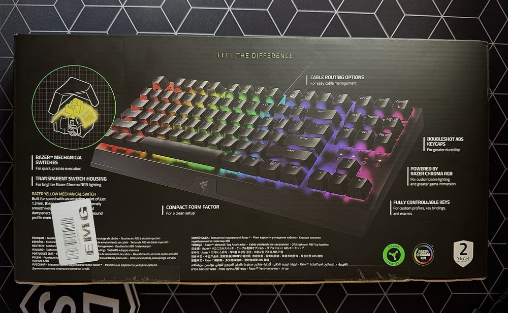 Tastatura Gaming Razer BlackWidow V3 TKL Yellow Switches, Sigilata