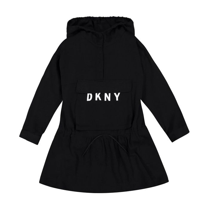 Rochie neagră cu glugă DKNY