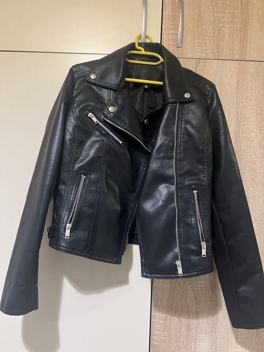 Черно кожено яке, размер S