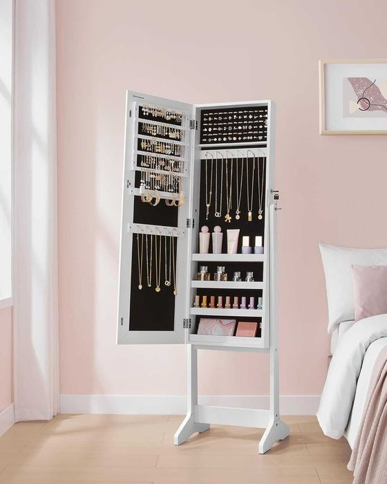 Oglinda integrala cu organizator bijuterii, Songmics, 151 cm, alb