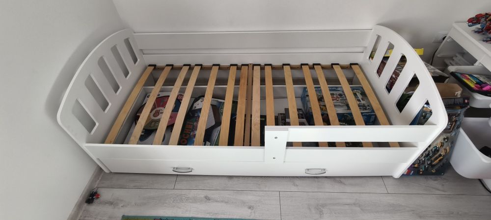 Pat copii 180x80 plus Saltea cu arcuri individuale și spumă cu memorie