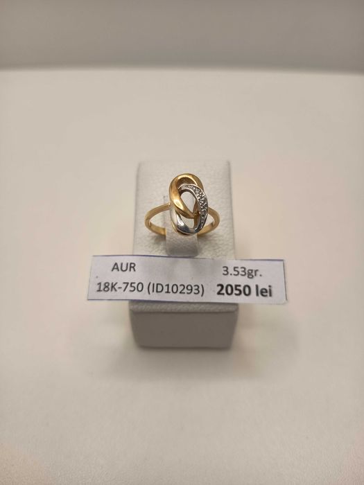 Inel aur galben + aur alb 18 Karate cu diamante (3.53 grame) ID10293