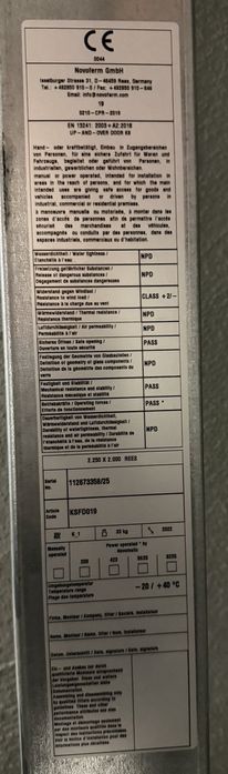 Novoferm крилата гаражна врата 225ш х 200в