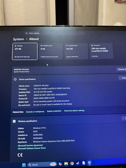 Pc Gaming i313100F GTX 1070