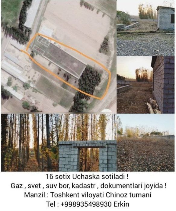 16 sotix yer sotiladi - suv, gaz, svet bor !!!