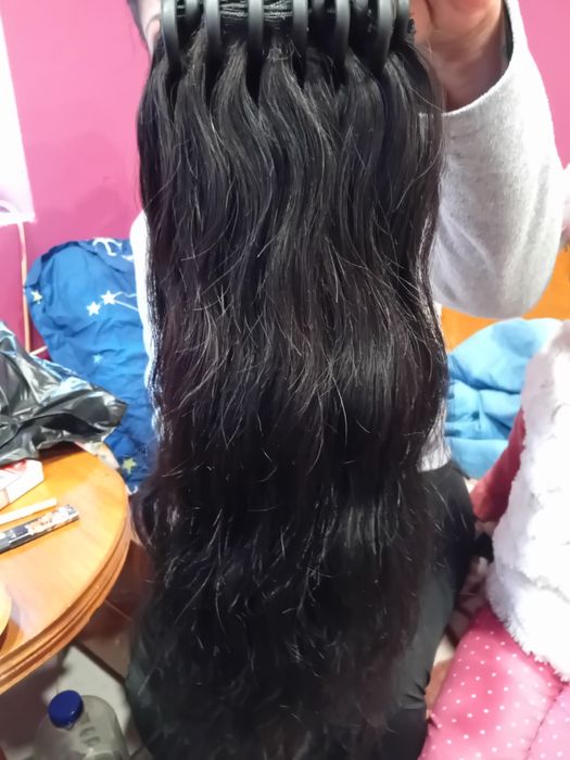 Коса на ред тъмно кестенява 46 см