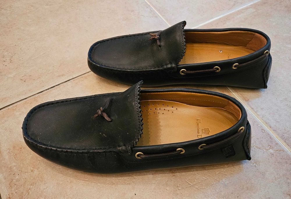 Massimo Dutti мъжки черни кожени мокасини нови