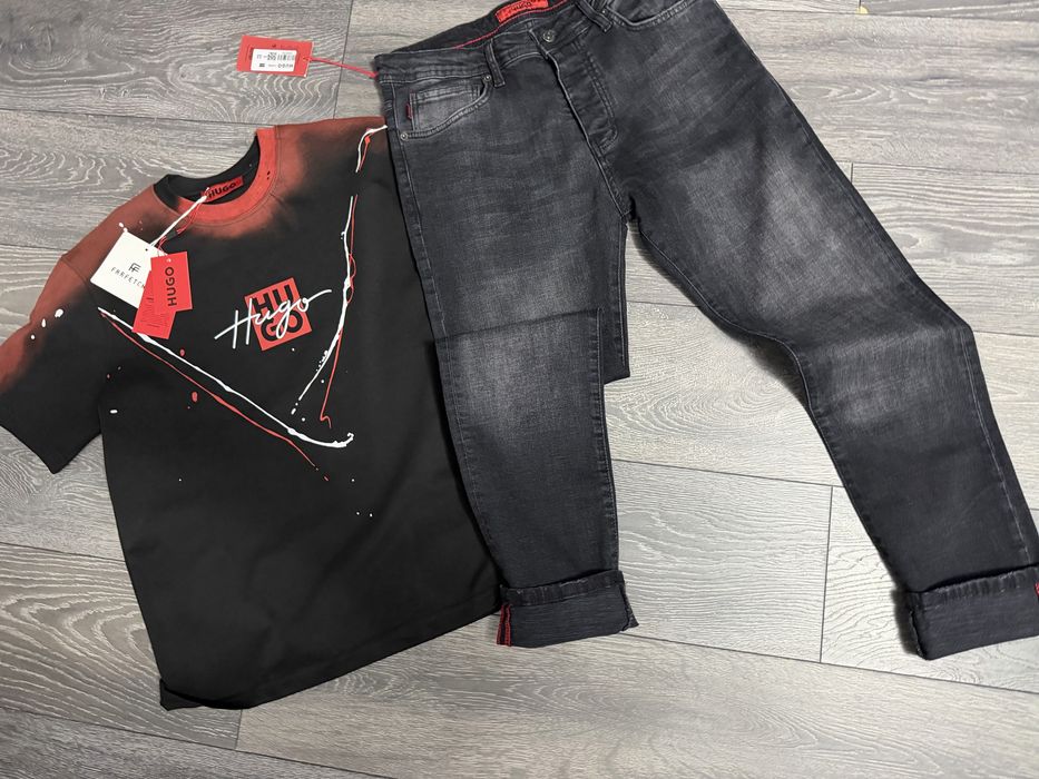 Blugi barbati 2 piese tricou si blugi hugo dsq2 diesel
