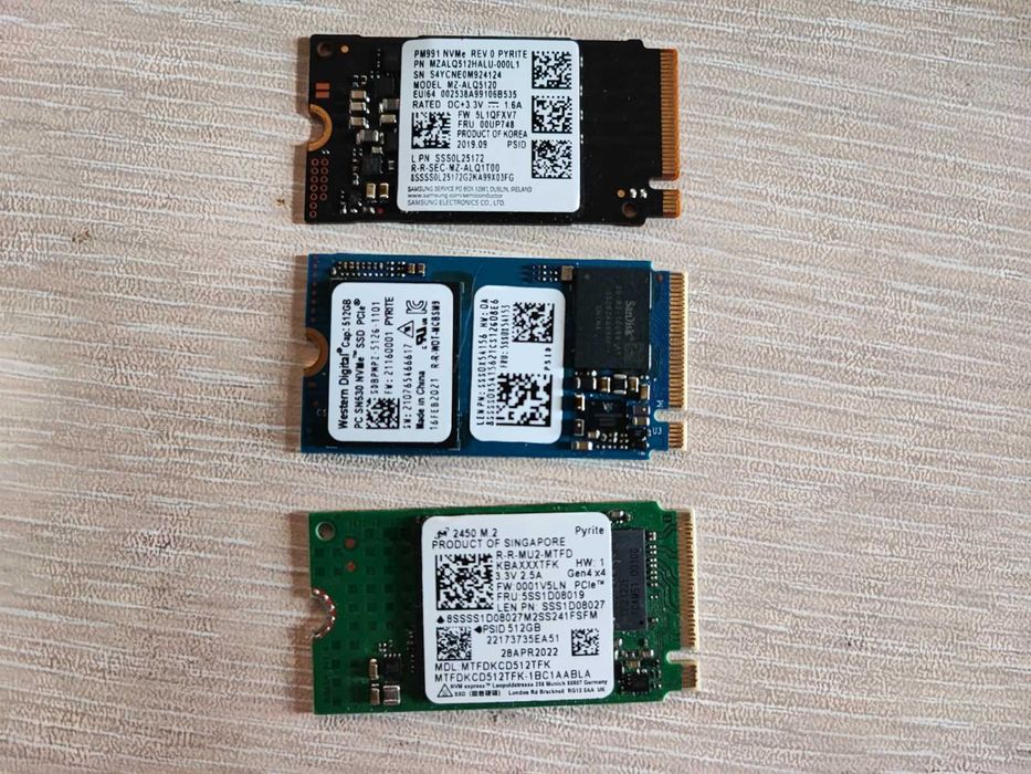 NVMe SSD 512GB Gen3 x4 и Gen4 x4 (Micron, WD, Samsung)