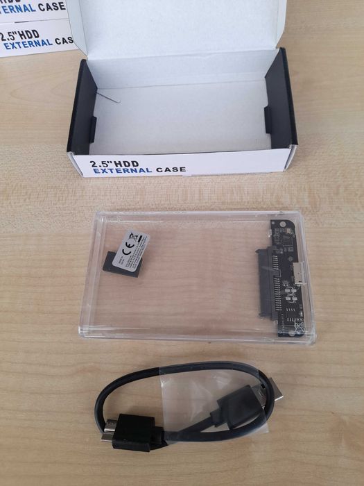 RACK - Carcasa externa transparenta HDD/SSD 2.5 inch, USB-C - noua, sigilata – 45 Lei